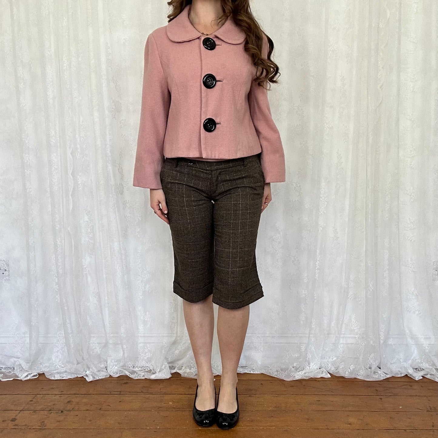 vintage 00s pink button down peacoat