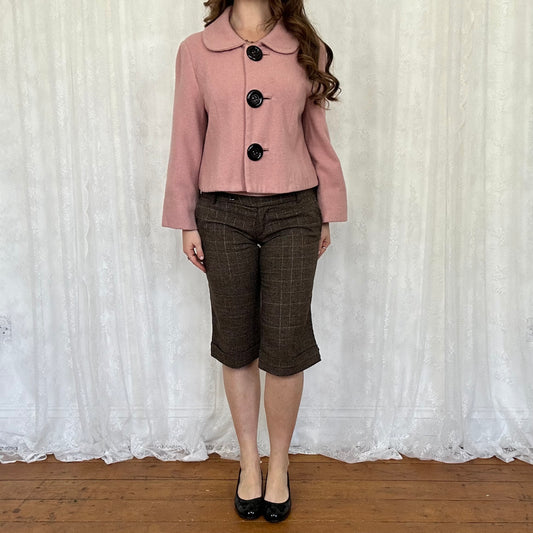 vintage 00s pink button down peacoat