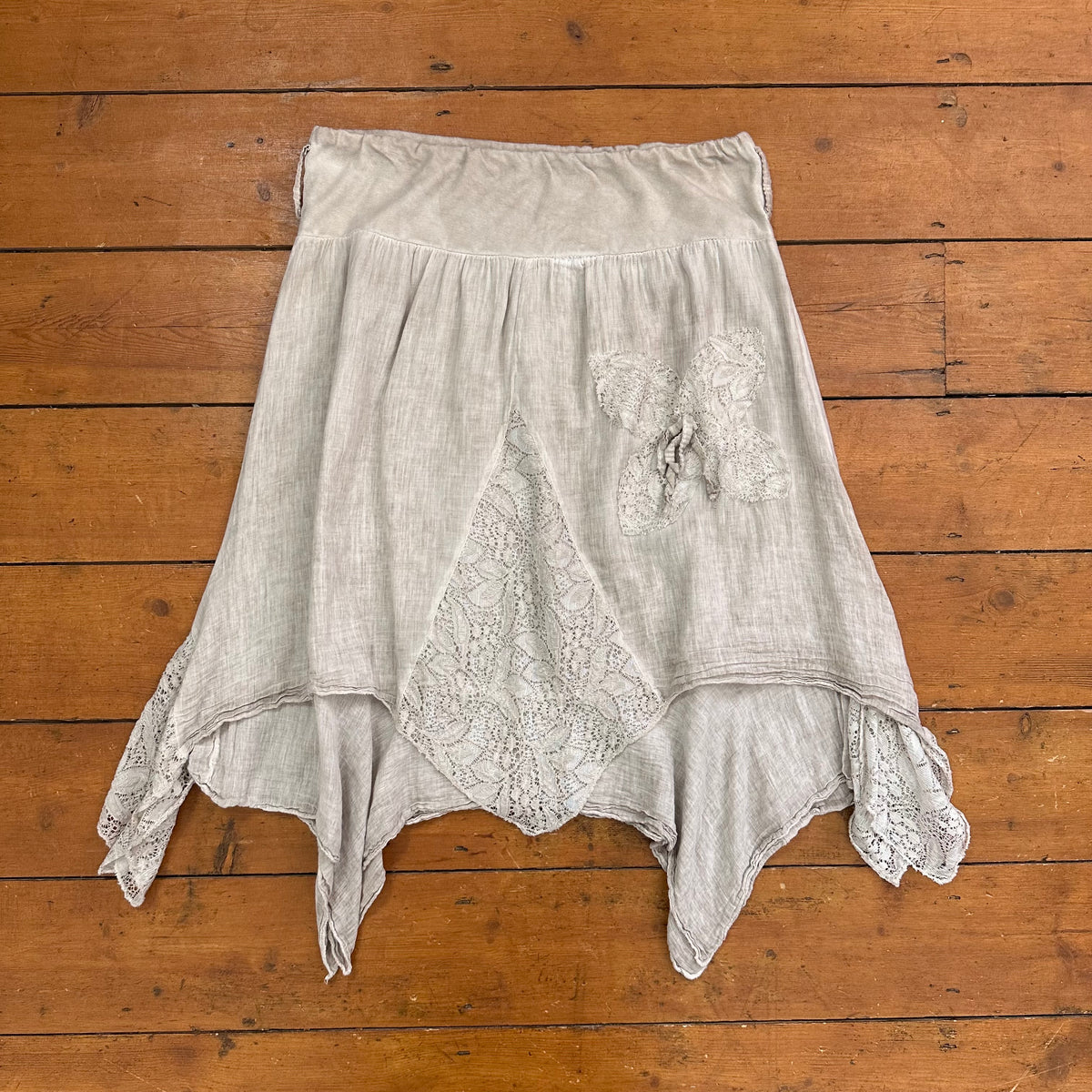 vintage 00s grey hanky hem midi skirt