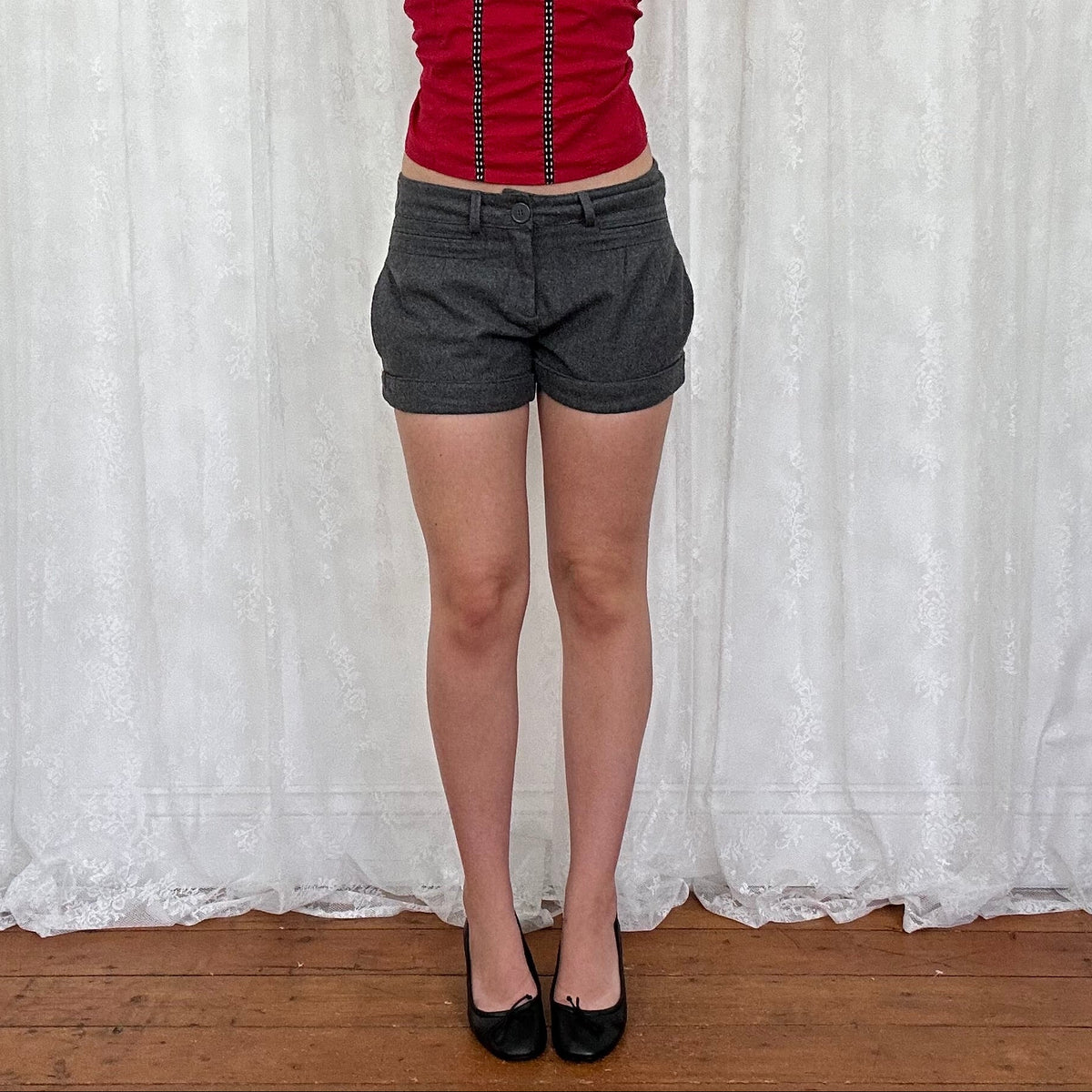 vintage 00s grey wool suit shorts