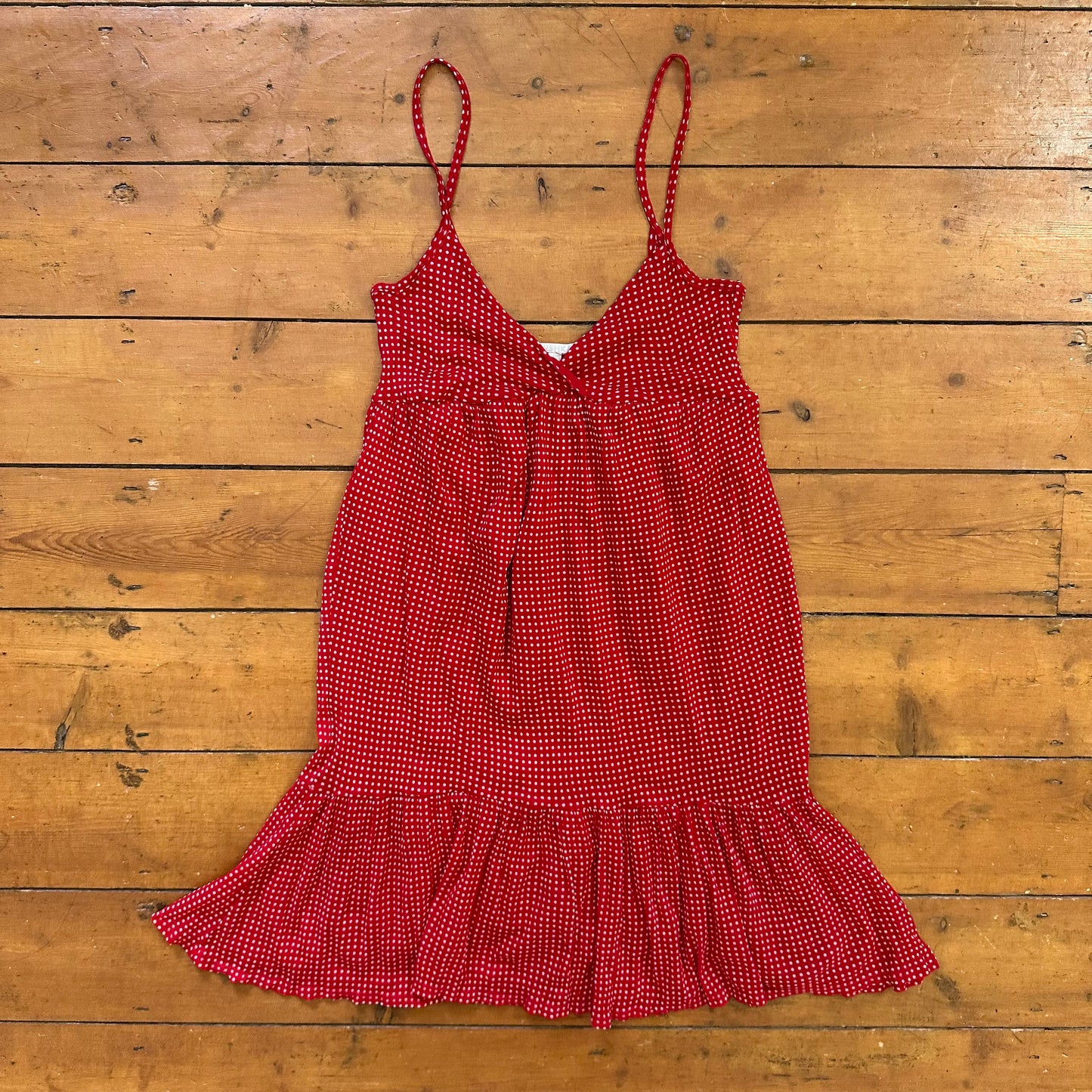 vintage 00s red polka dot babydoll dress