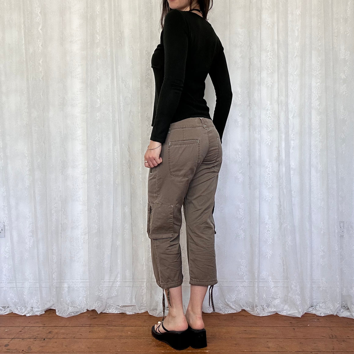 vintage 00s black cami with attached cardigan