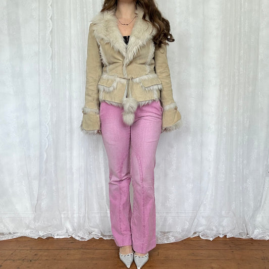 vintage 00s morgan de toi beige short afghan jacket