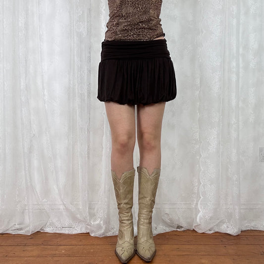 vintage 00s dark brown bubble hem mini skirt