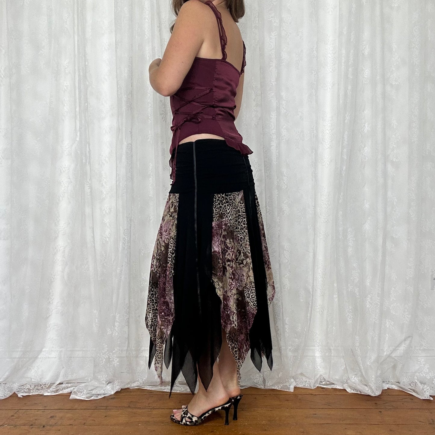 vintage 00s burgundy satin corset cami top