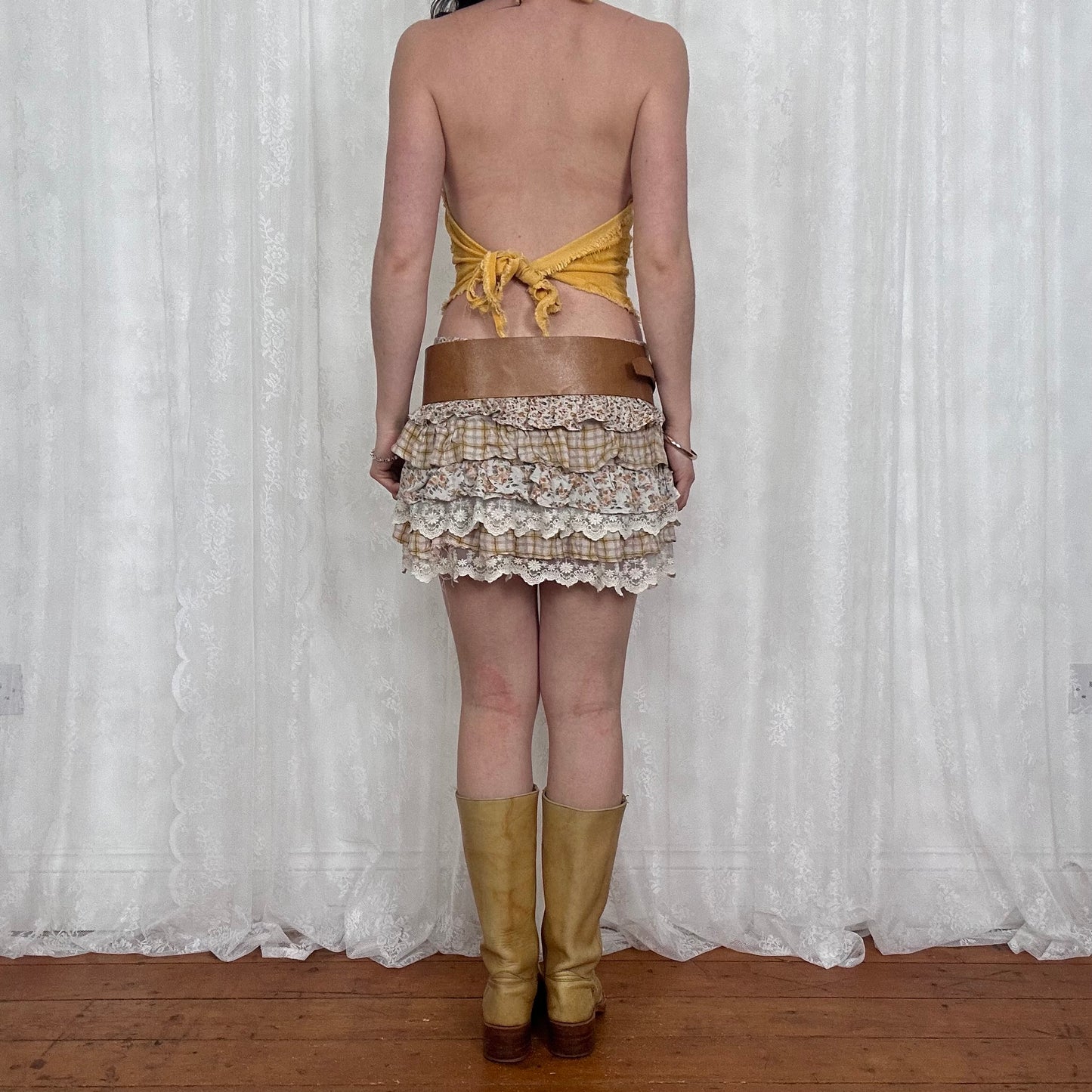 vintage 00s yellow flower halter top