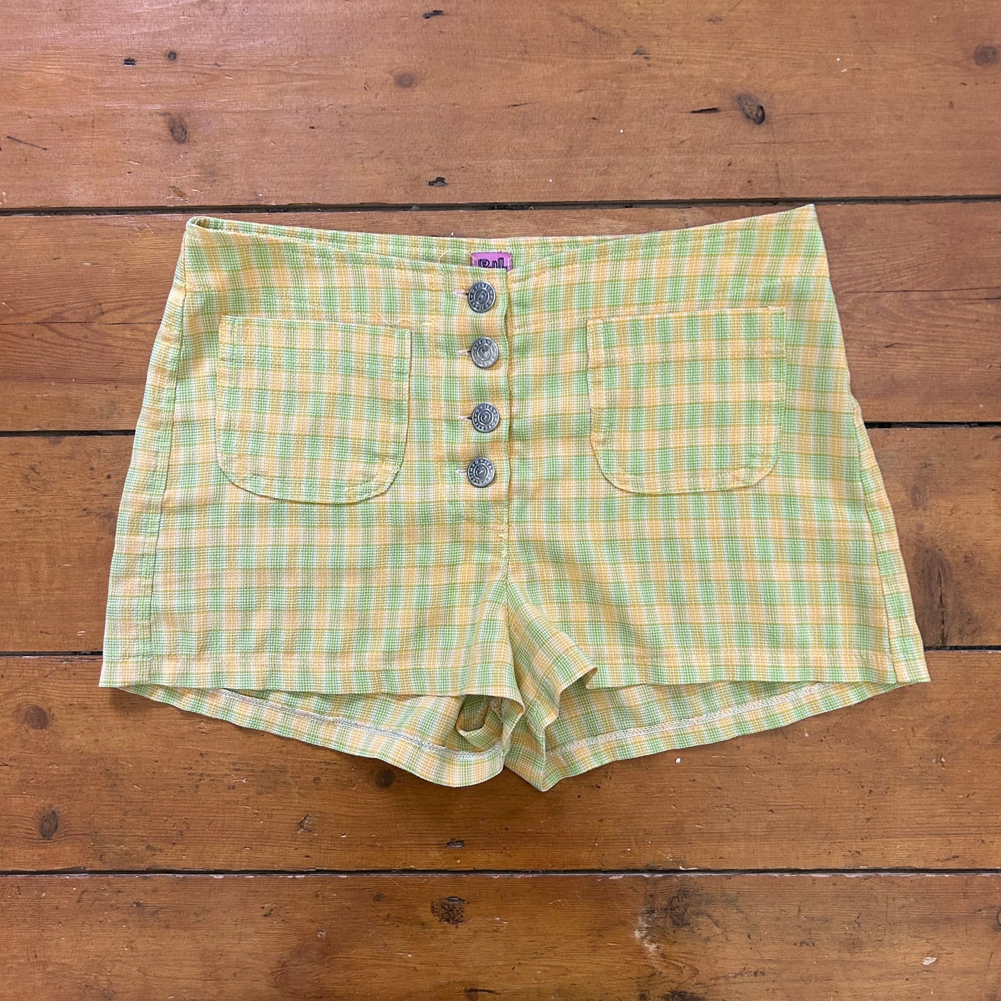 vintage 00s checkered button up micro shorts