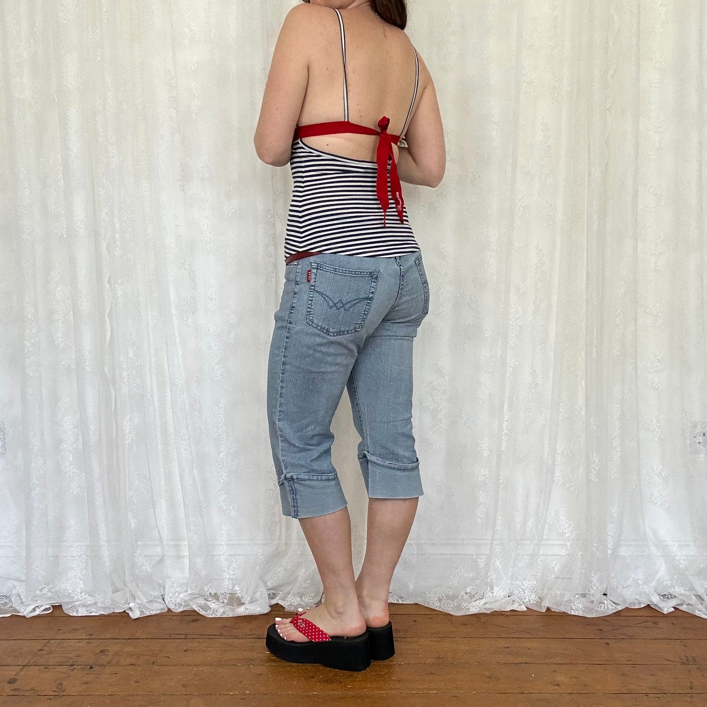vintage 00s fornarina polka dot stripey cami