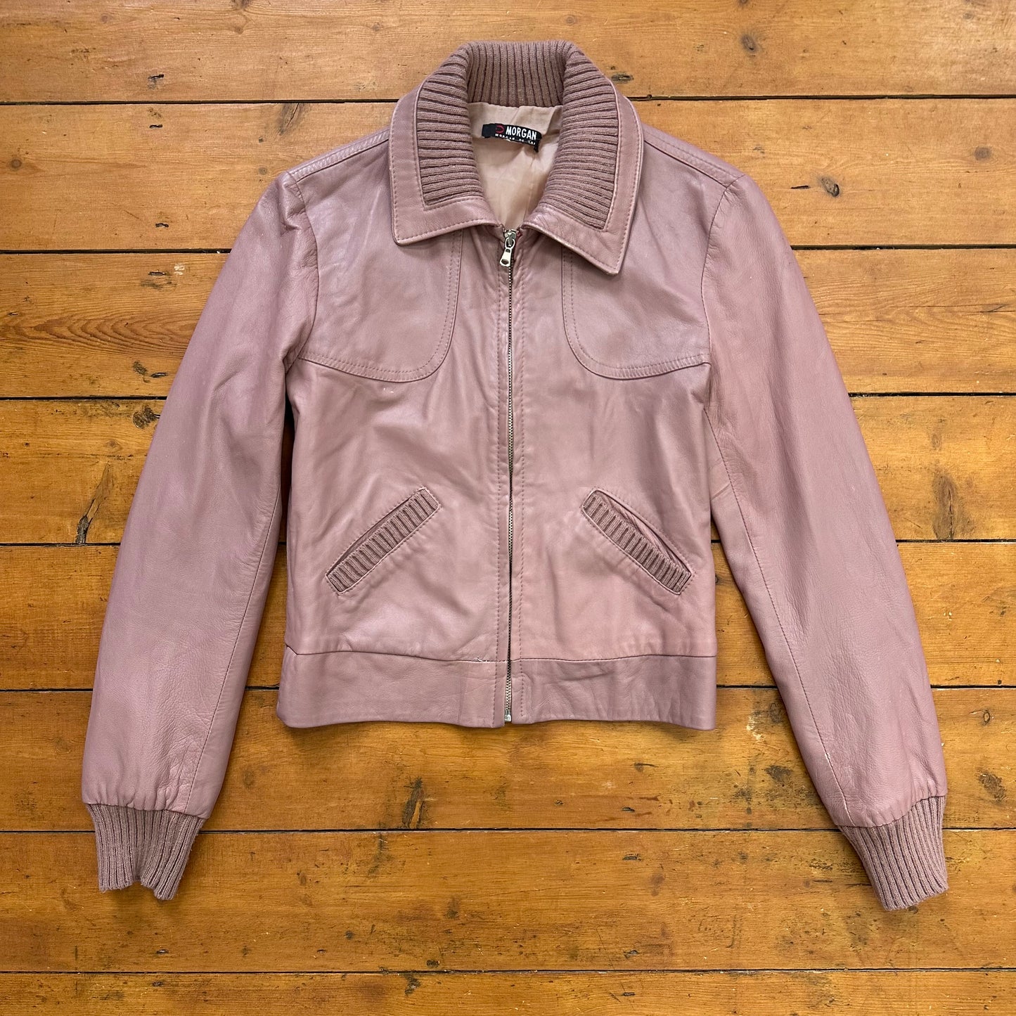 vintage 00s morgan de toi dusty pink leather jacket