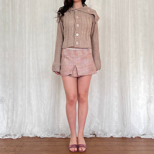 vintage 00s beige cable knit button cardigan
