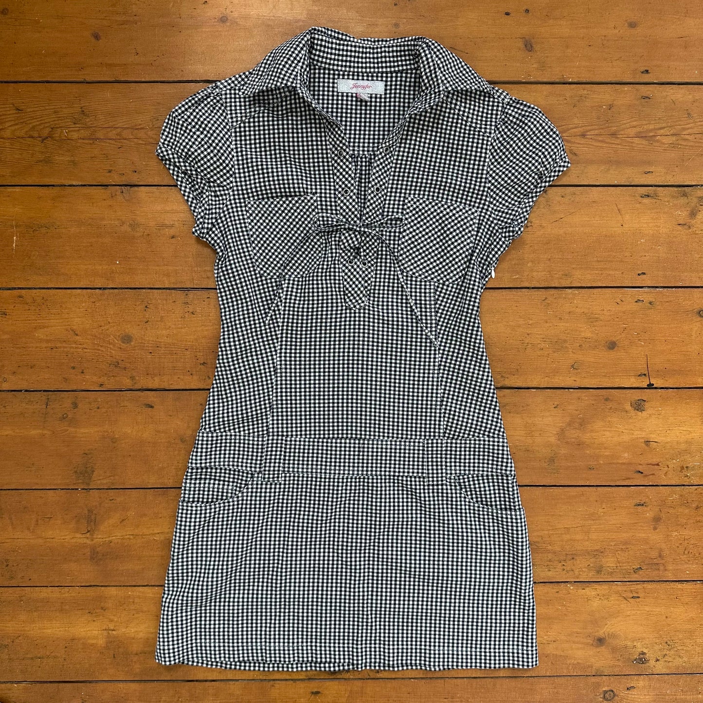 vintage 00s gingham shirt mini dress