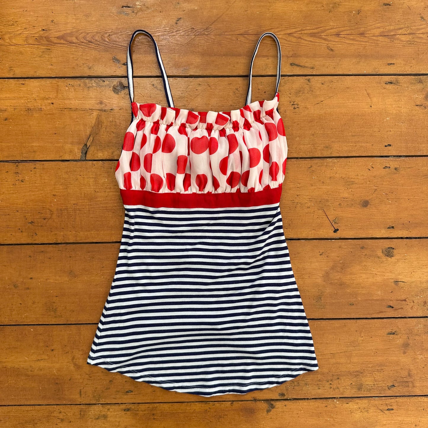 vintage 00s fornarina polka dot stripey cami